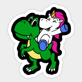 Unicorn Riding Dinosaur- Sticker